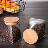 2 li Borosilkat Cam Bambu Vakum Kapak Saklama Kavanozu 550 ML